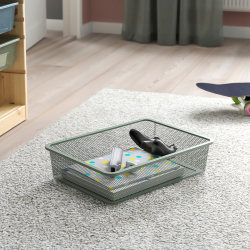 TROFAST Storage combination with boxes, light white stained pine grey-blue/light green-grey, 32x44x52 cm