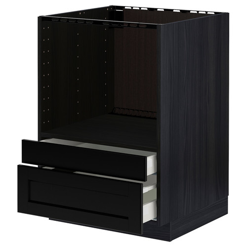 METOD Base cabinet f combi micro/drawers, black/Lerhyttan black stained, 60x60 cm