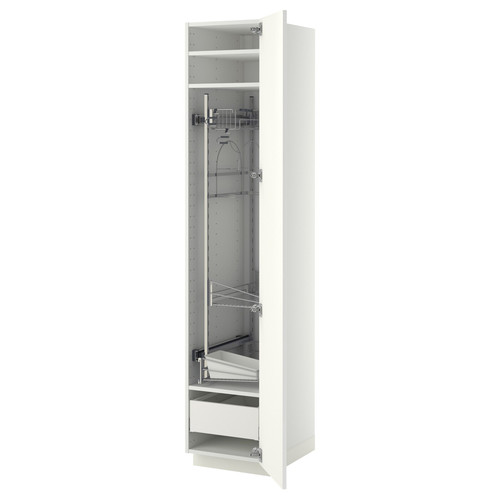 METOD / MAXIMERA High cabinet with cleaning interior, white/Ringhult white, 40x60x200 cm