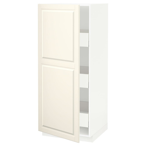 METOD / MAXIMERA High cabinet with drawers, white/Bodbyn off-white, 60x60x140 cm