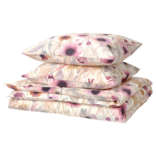 LÖNNHÖSTMAL Duvet cover and 2 pillowcases, multicolour/floral pattern, 200x200/50x60 cm