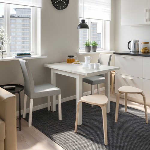 NORDVIKEN / KÄTTIL Table and 2 chairs, white/Knisa light grey, 74/104 cm