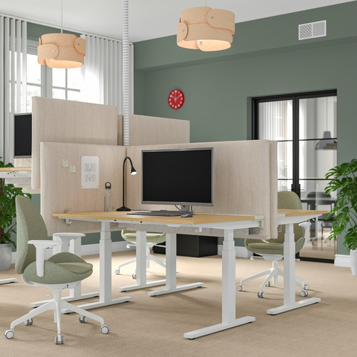 MITTZON Desk sit/stand, electric oak veneer/white, 140x80 cm