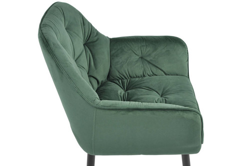 Glamour Chair with Armrests EMMA, velvet, dark green