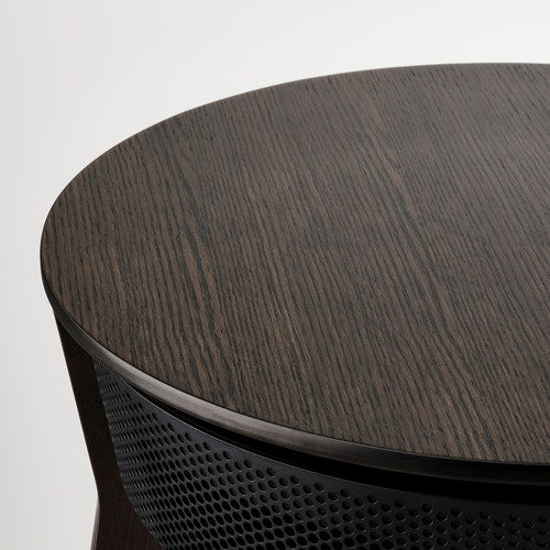 STARKVIND Table with air purifier, stained oak veneer/dark brown