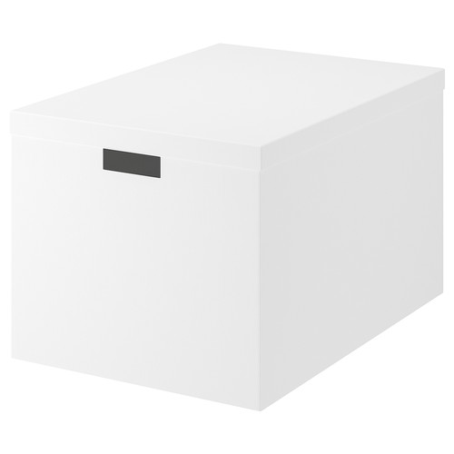 TJENA Storage box with lid, white, 35x50x30 cm