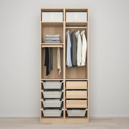 PAX / FORSAND Wardrobe combination, white stained oak effect, 100x60x236 cm