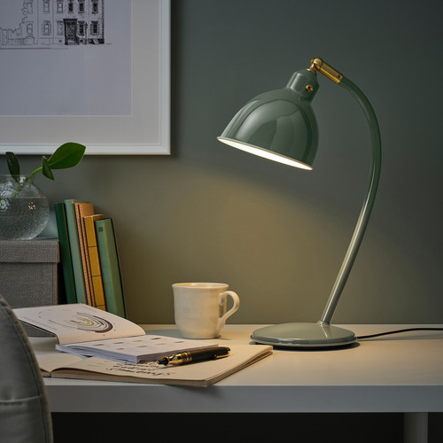 RÖDFLIK Desk lamp, grey-green