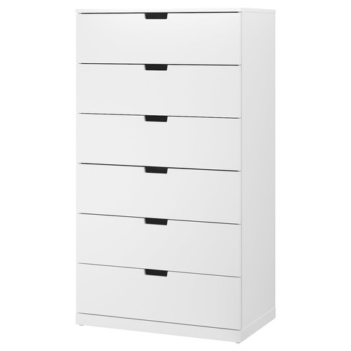 NORDLI Chest of 6 drawers, white, 80x145 cm