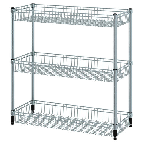 OMAR Shelving unit with 3 baskets, galvanised, 92x36x94 cm