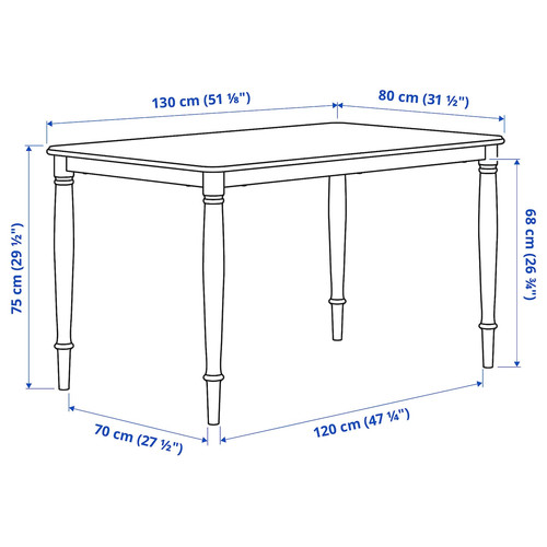 DANDERYD / INGOLF Table and 4 chairs, oak veneer white/white, 130x80 cm