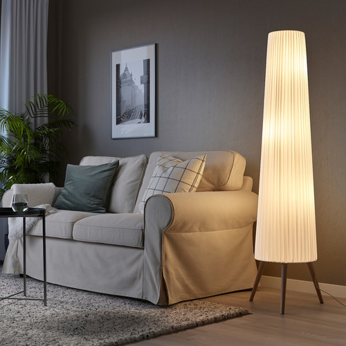 ÖKENSAND Floor lamp, beech/white