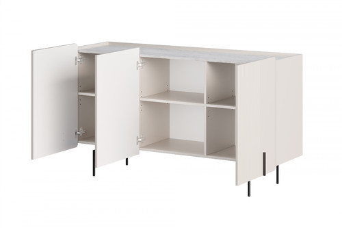 Cabinet Malmi 150 cm, cashmere, crema bianca, black legs