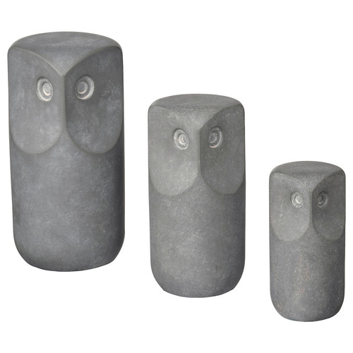 TONAD Decoration set of 3, owl, grey