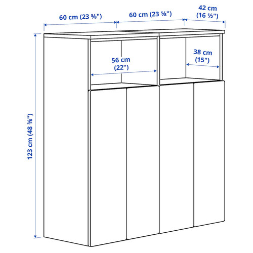 SMÅSTAD / PLATSA Storage combination, white/pale pink with 2 shelves, 120x42x123 cm