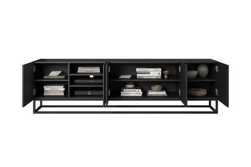 TV Cabinet Asha 200 cm, metal legs, matt black