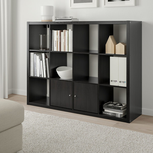 KALLAX Shelving unit, black-brown, 112x147 cm