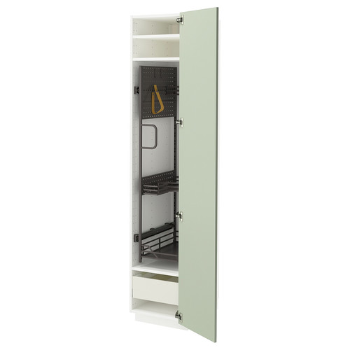 METOD / MAXIMERA High cabinet with cleaning interior, white/Stensund light green, 40x60x200 cm