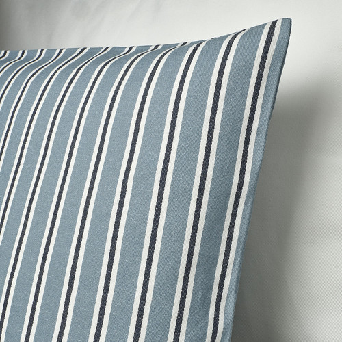 KORALLBUSKE Cushion cover, light blue white/stripe pattern, 50x50 cm