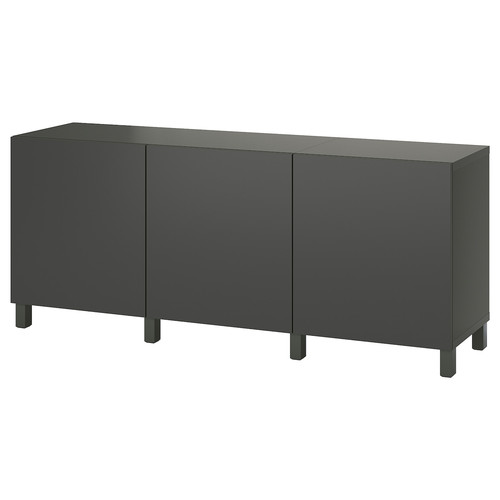 BESTÅ Storage combination with doors, dark grey/Lappviken/Stubbarp dark grey, 180x42x74 cm