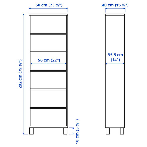 BESTÅ Cabinet unit, dark grey, 60x40x202 cm