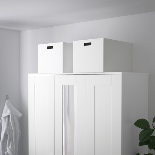 TJENA Storage box with lid, white, 35x50x30 cm