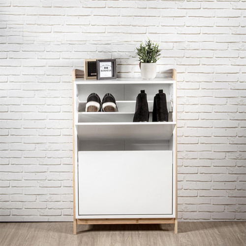 Shoe Cabinet Copenhagen, white/natural