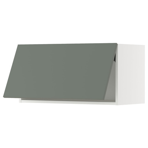 METOD Wall cabinet horizontal, white/Nickebo matt grey-green, 80x40 cm