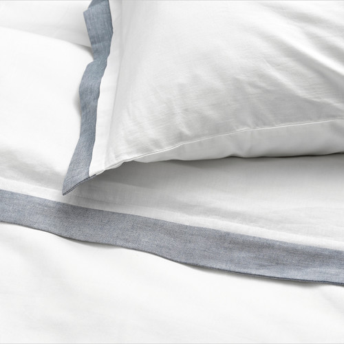 TÅTELSMYGARE Duvet cover and pillowcase, white/blue, 150x200/50x60 cm