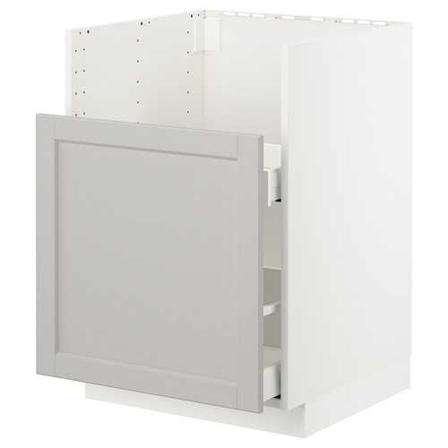 METOD / MAXIMERA Bc f BREDSJÖN snk/1 frnt/2 drws, white, Lerhyttan light grey, 60x60 cm