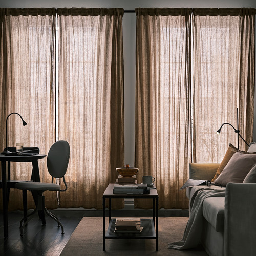 DYTÅG Curtains, 1 pair, dark beige, 145x300 cm