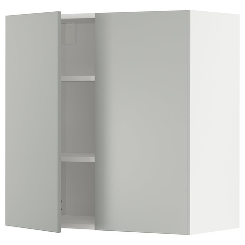 METOD Wall cabinet with shelves/2 doors, white/Havstorp light grey, 80x80 cm