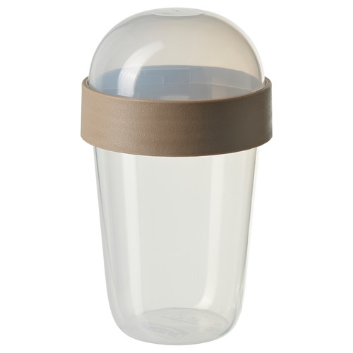 SPLITTERNY Snack container, transparent/light grey-brown, 300 ml