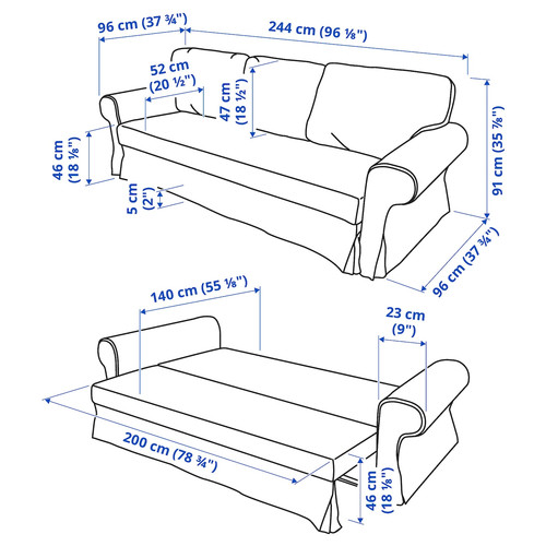 VRETSTORP 3-seat sofa-bed, Hakebo grey-green