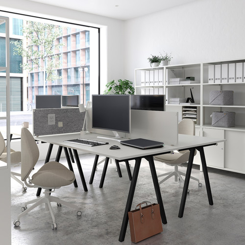 TROTTEN Desk, white/anthracite, 160x80 cm