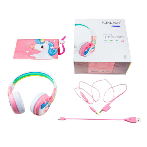 BuddyPhones Headphones Bluetooth Wave Unicorn, pink