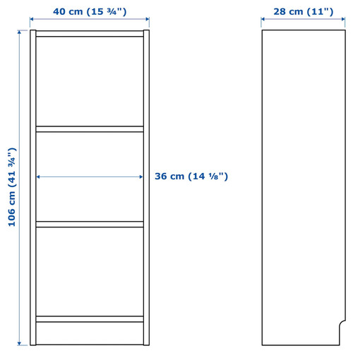 BILLY Bookcase, white, 40x28x106 cm