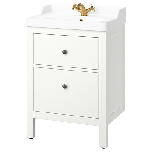 HEMNES / RUTSJÖN Wash-stnd w drawers/wash-basin/tap, white, 62x49x95 cm