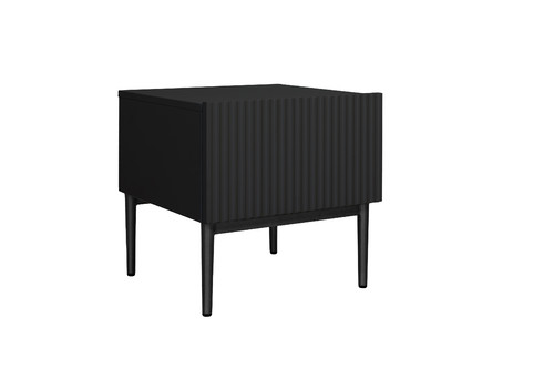 Nightstand Bedside Table Nicole Set of 2, black legs, matt black