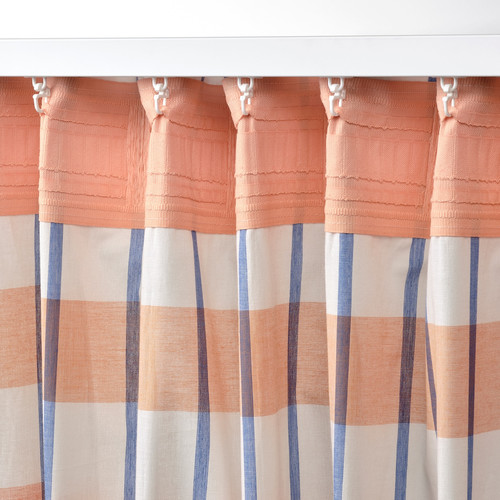 GLANSHAGTORN Curtain, 1 piece, orange white/blue, 300x250 cm