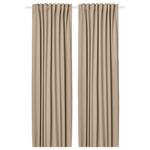 ROSENMANDEL Room darkening curtains, 1 pair, yellow-beige, 135x300 cm