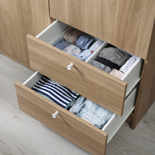 VILHATTEN Wardrobe with 2 doors and 2 drawers, oak effect