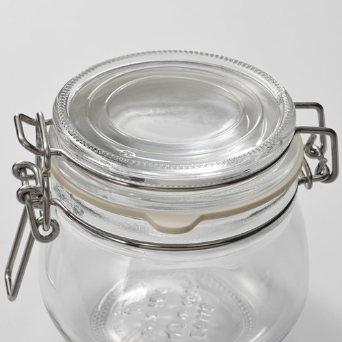 KORKEN Jar with lid, clear glass, 13 cl, 3 pack