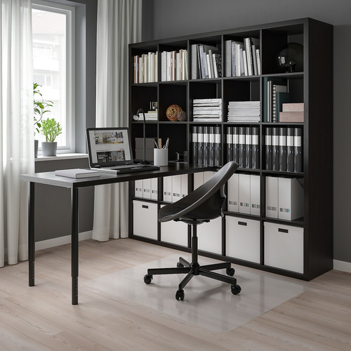 KALLAX / LAGKAPTEN Workstation, black/black-brown, 182x179x182 cm