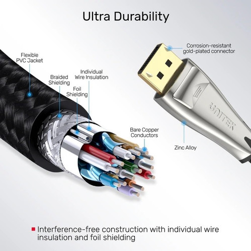 Unitek 8K DisplayPort 1.4 Zinc-alloy Cable 3m