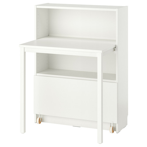 BILLY Bookcase with desk and drawer, white, 80x106 cm