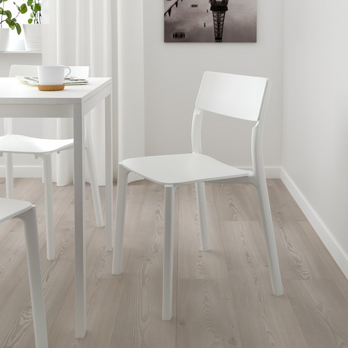 VANGSTA / JANINGE Table and 4 chairs, white/white, 120/180 cm