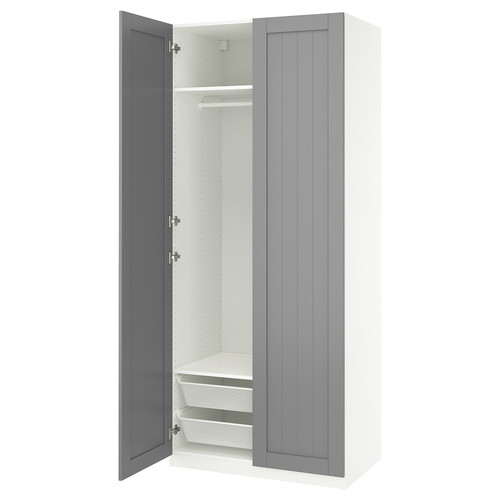 PAX / GULLABERG Wardrobe combination, white/grey, 100x60x236 cm