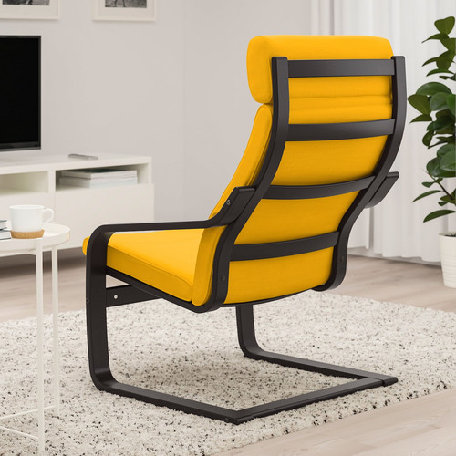 POÄNG Armchair, black-brown/Skiftebo yellow