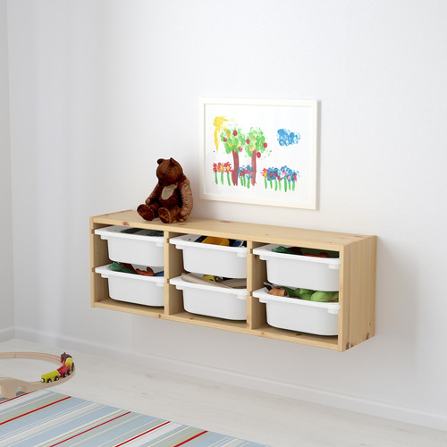 TROFAST Wall storage, light white stained pine, 93x21x30 cm